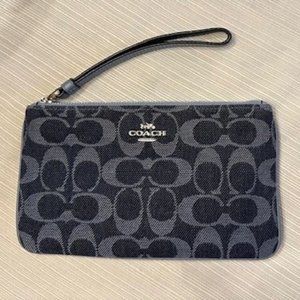 Coach Signature wristlet - blue denim type fabric